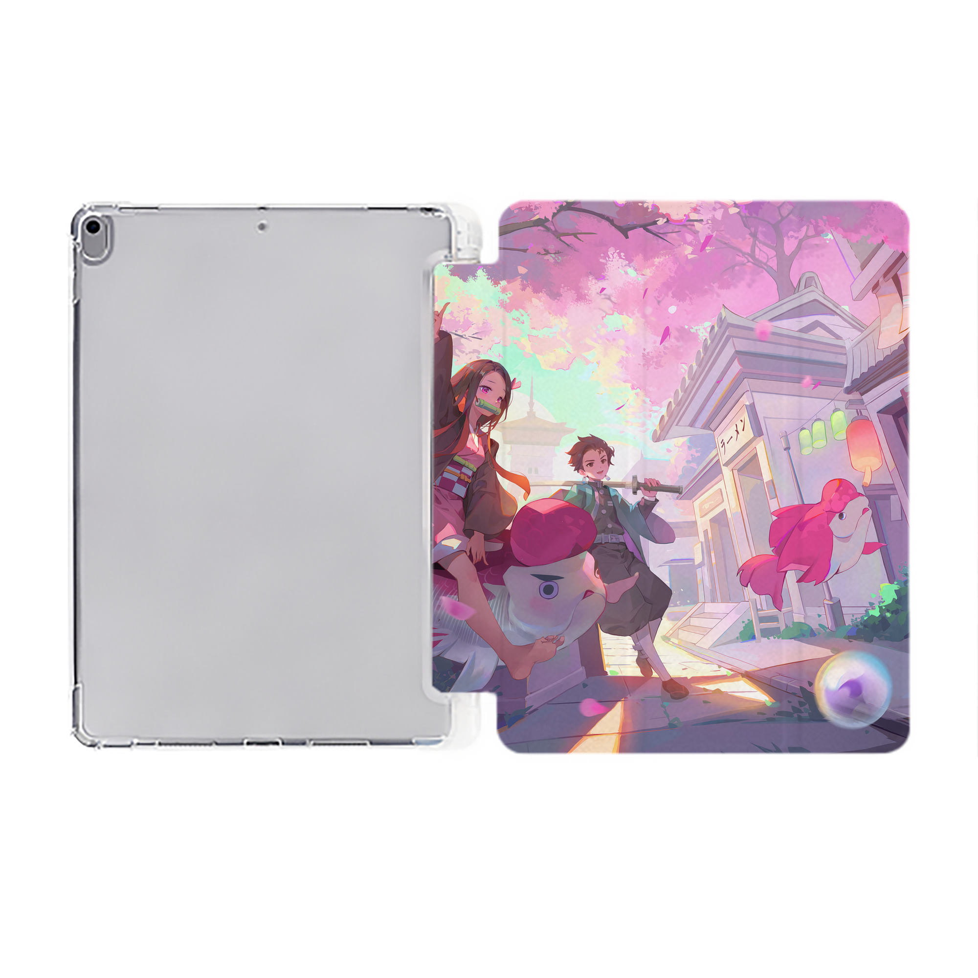 （画像用） 鬼滅の刃（きめつのやいば）竈門 炭治郎／かまど たんじろう Kamado Tanjirou IPad ケース ペン収納付き 三つ折りスタンド PUレザー×シリコン 対応機種9.5/10.5/10.9インチ